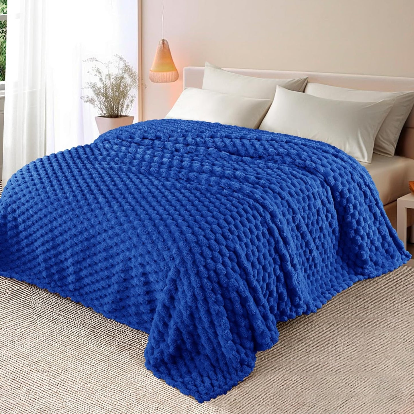 Whale Flotilla Throw Blanket for Couch with Jacquard Pattern, Fuzzy Soft Cozy Exquisite Blankets for All Season, Warm and Fluffy, 50x60 Inch, Camel