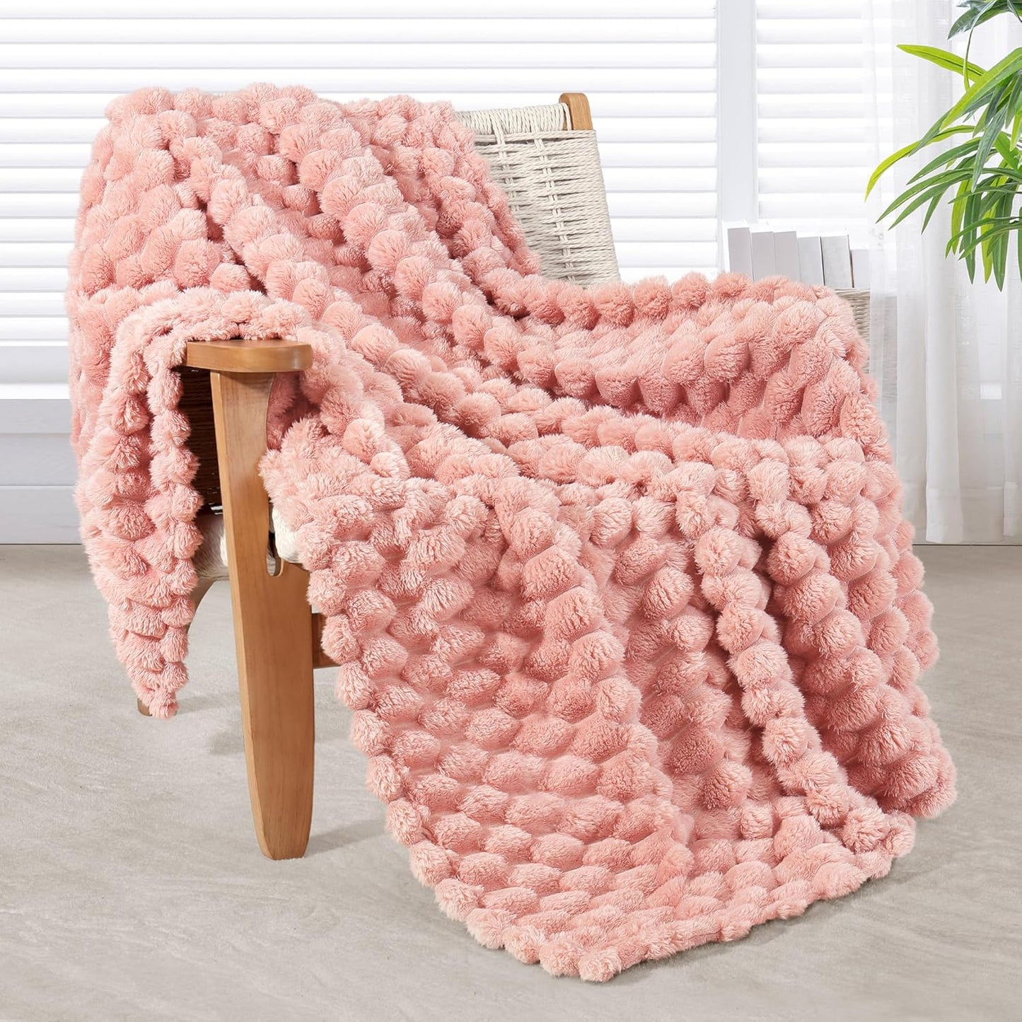 Whale Flotilla Throw Blanket for Couch with Jacquard Pattern, Fuzzy Soft Cozy Exquisite Blankets for All Season, Warm and Fluffy, 50x60 Inch, Camel