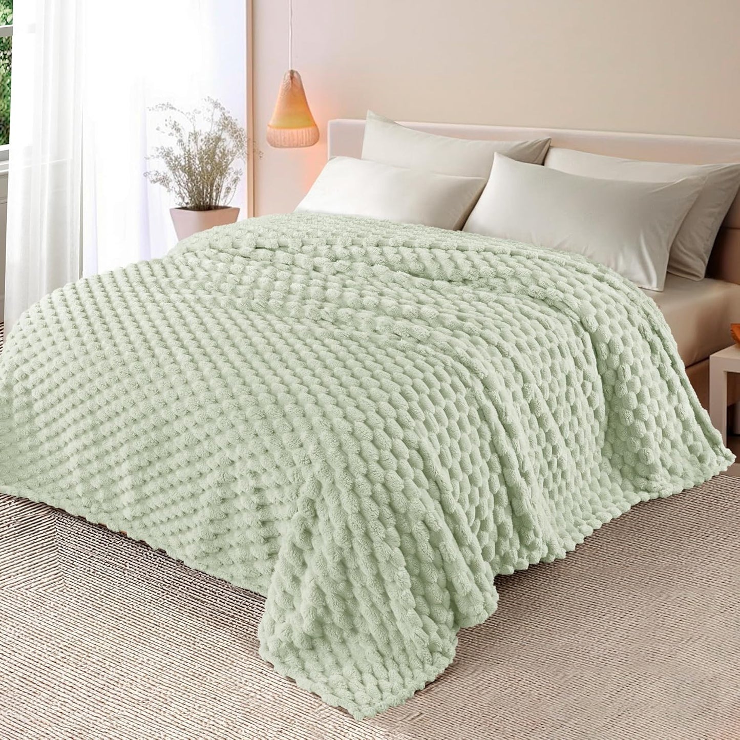 Whale Flotilla Throw Blanket for Couch with Jacquard Pattern, Fuzzy Soft Cozy Exquisite Blankets for All Season, Warm and Fluffy, 50x60 Inch, Camel