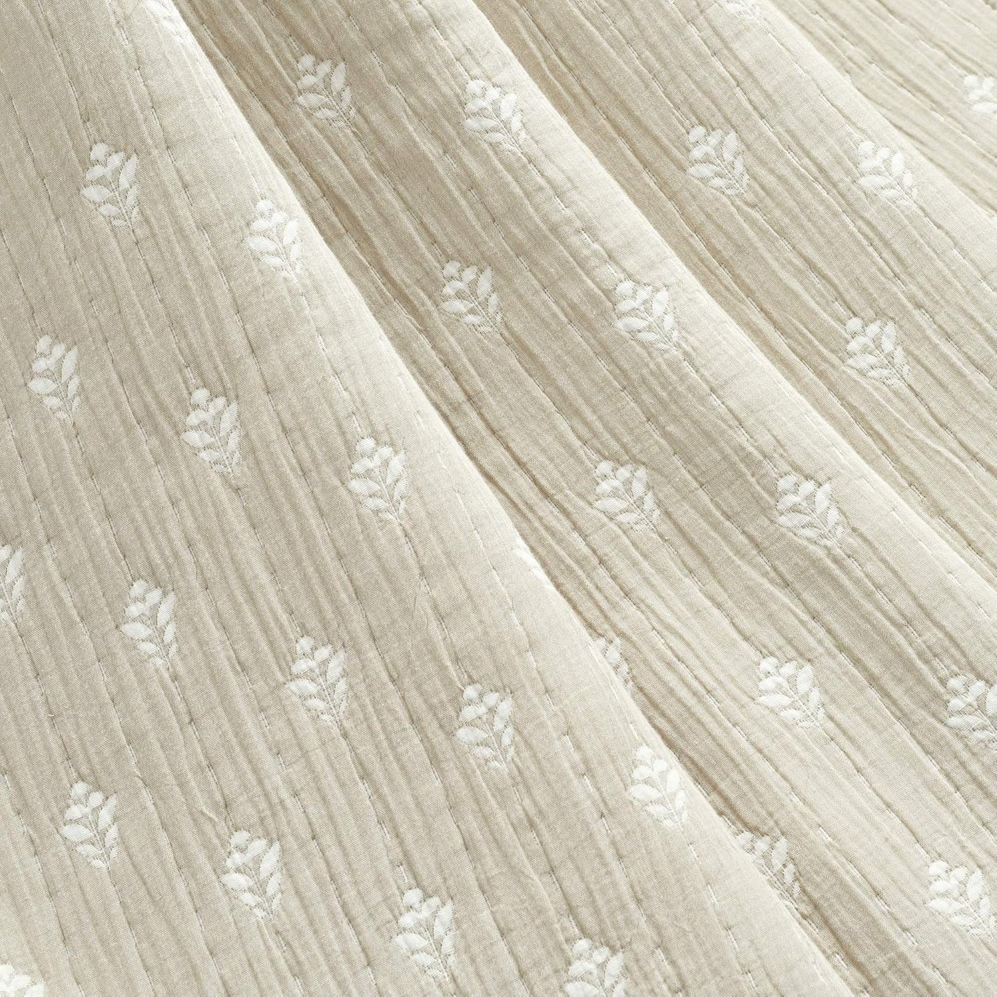 Lush Decor, Neutral Hygge Kantha Pick Stitch Yarn Dyed Cotton Jacquard Throw Blanket 60" x 50"