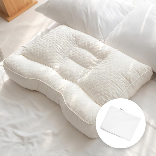 Gurum Premium Latex Pillow, 100% Latex, Organic Cotton, Ergonomic Design, Bed Pillows, Neck Support, Relieves Pressure, Neck and Shoulder Pain