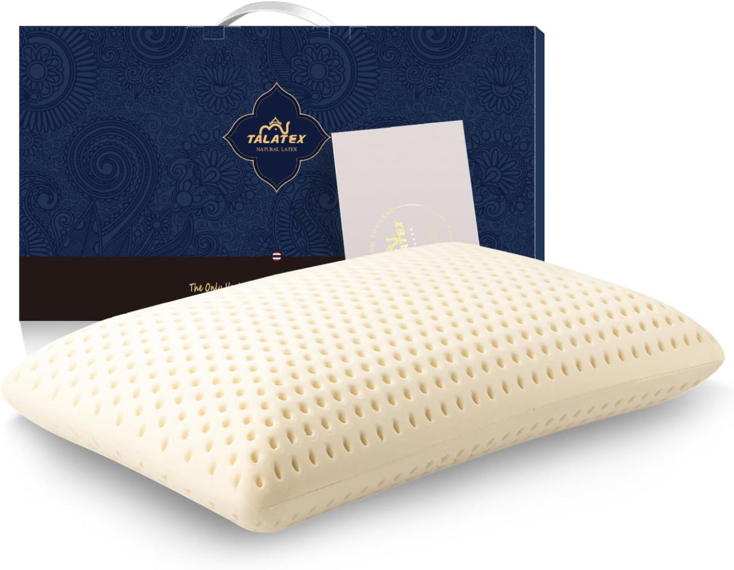 Talatex Talalay 100% Natural Premium Latex Pillow, Purefusion Talalay Latex Helps Relieve Pressure, No Memory Foam Chemicals, Perfect Package Best Gift with Removable Tencel Cover