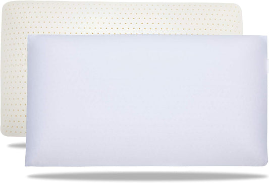 100% Talalay Latex Pillow Bed Pillow for Sleeping, Extra Soft Natural Latex Sleeping Pillow for Back, Stomach or Side Sleepers, Removable Breathable Cotton Cover - High Elasticity (Queen)