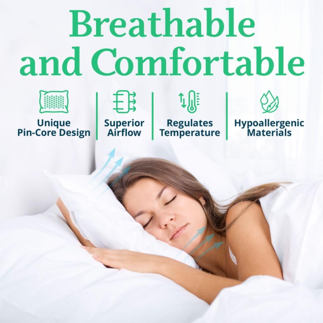 OrganicTextiles Talalay Latex Pillow with Organic Cotton Cover (Standard Size, Soft), GOTS Certified, Bed Pillow for Sleeping, Neck Pain Relief Help, Head Support, for Side Back Stomach Sleeper