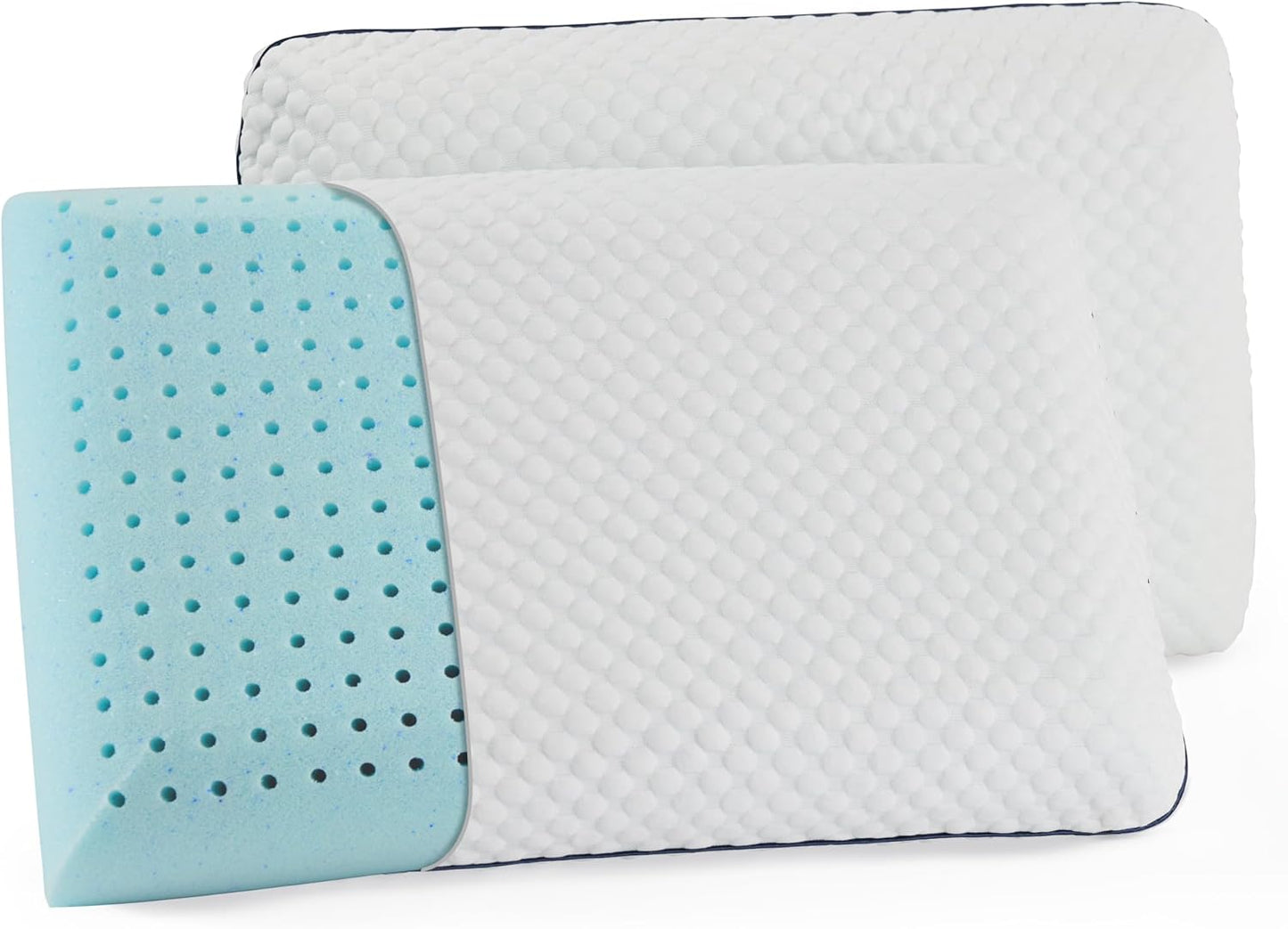 WEEKENDER Gel King Size-1-Pack-Medium Plush Feel-Neck and Shoulder Support-Side, Stomach, and Back Sleepers-Home, Hotel, & Hospital Essentials-CertiPur Certified Memory Foam Pillow, Blue