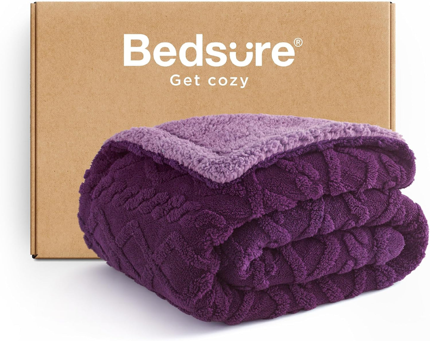 Bedsure Sherpa Fleece Throw Blanket for Couch - Soft Fluffy & Cozy Cable Jacquard Tufted Throw Blankets for Women Gift, Thick Warm Blanket for Winter and All Seasons, Grey, 50x60 Inches