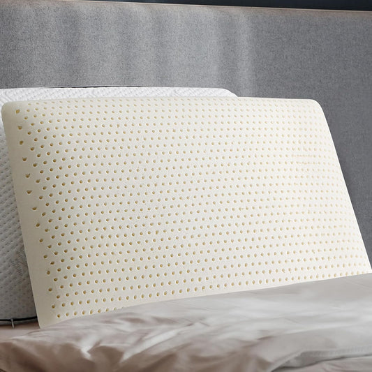 Talalay 100% Natural Premium Latex Pillow, Bed Pillow with Removable Cotton Cover, Queen Sleeping Pillow, Helps Relieve Pain and Pressure, Suitable for Side Back or Stomach Sleepers - Extra Soft