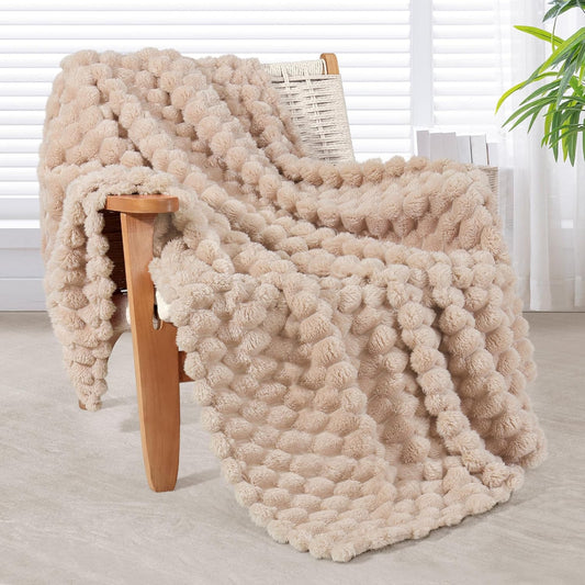 Whale Flotilla Throw Blanket for Couch with Jacquard Pattern, Fuzzy Soft Cozy Exquisite Blankets for All Season, Warm and Fluffy, 50x60 Inch, Camel