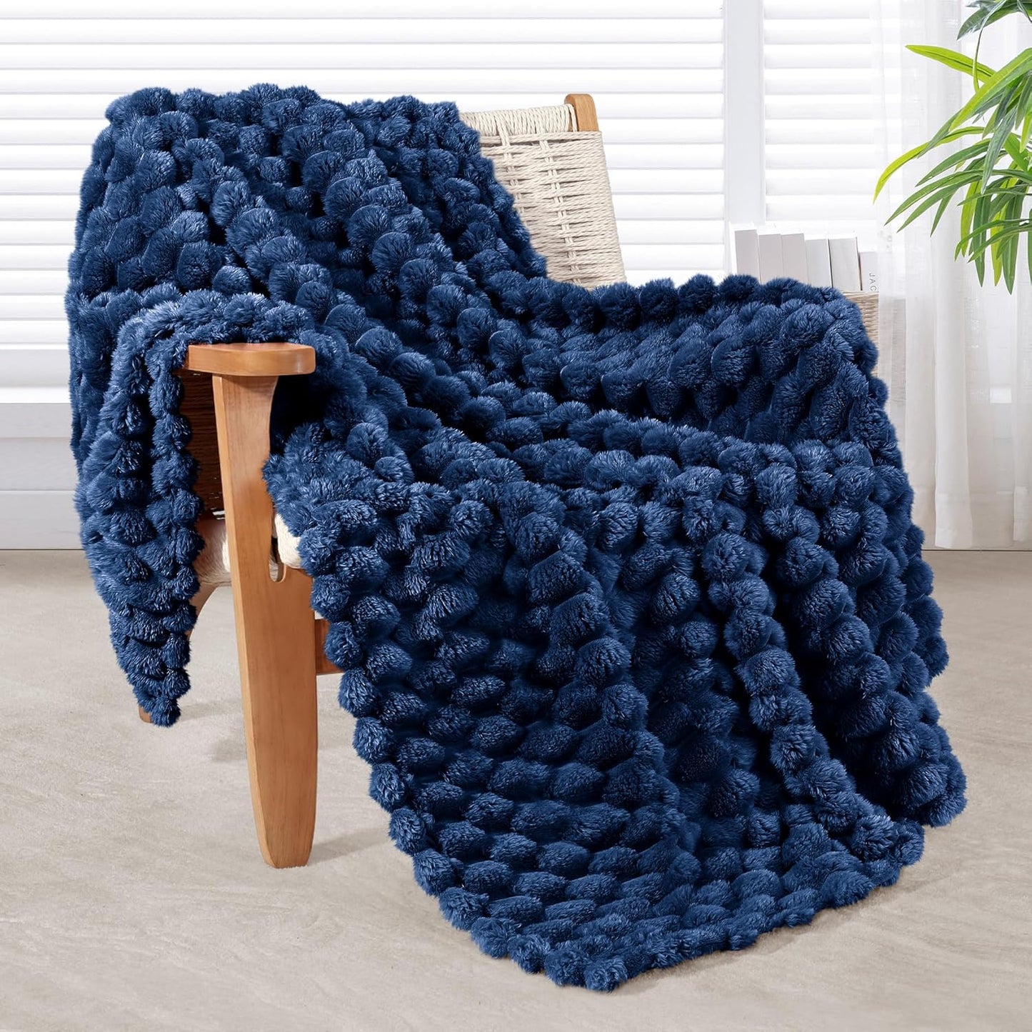 Whale Flotilla Throw Blanket for Couch with Jacquard Pattern, Fuzzy Soft Cozy Exquisite Blankets for All Season, Warm and Fluffy, 50x60 Inch, Camel